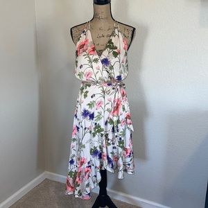 Express cream floral wrap dress size Medium